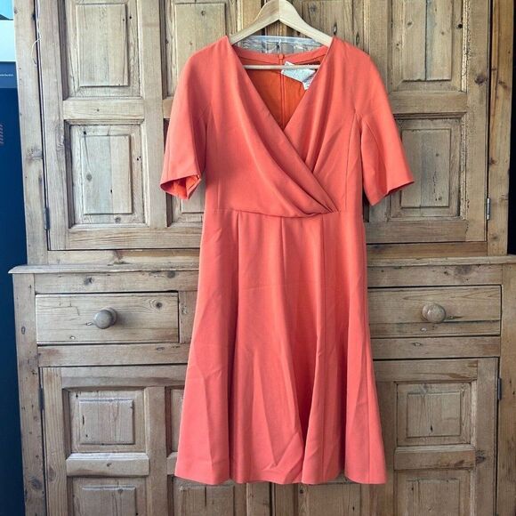 Women's MaxMara Studio‎ 10 Orange Belted V-Neck Dress - Picture 1 of 9